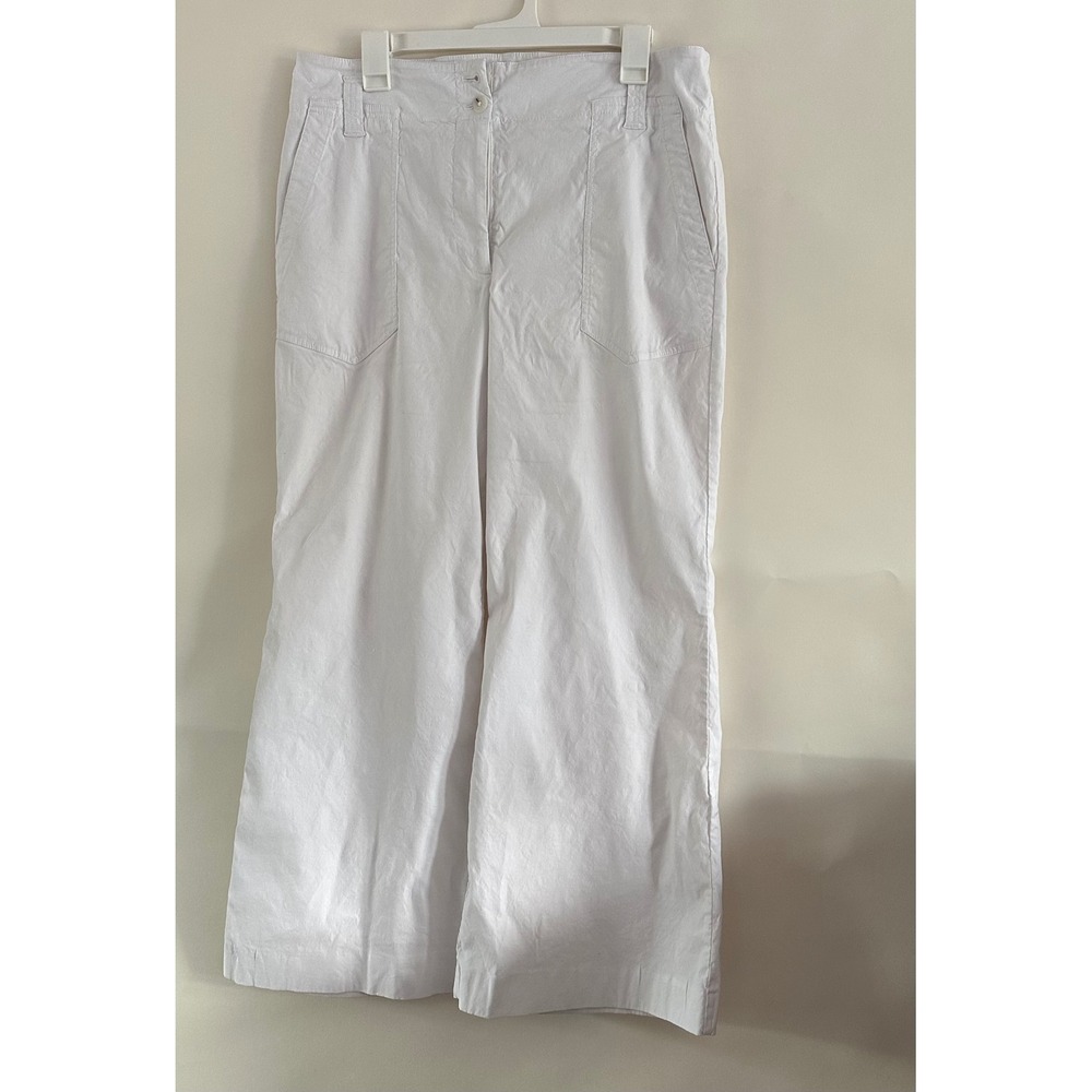 Maeve Anthropologie White Wide Leg Linen Blend Pants Womens 16